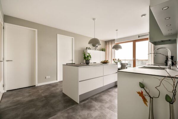 luxurious kitchen with white furniture